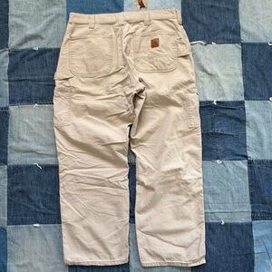 carhartt carpenter distressed workwear pants cream tan 34x27